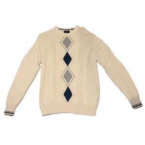 Vintage Dockers Mens Medium Cream Argyle Sweater Long Sleeve Crewneck Medium